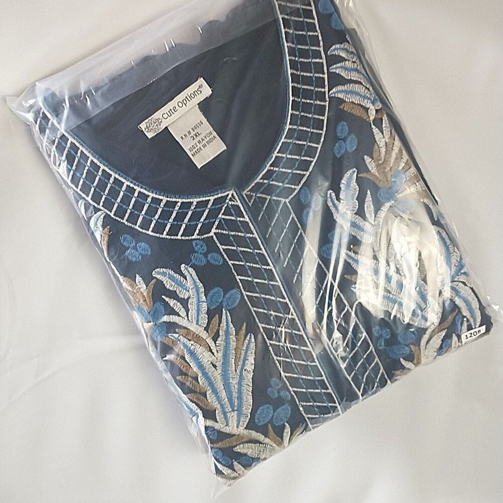 Cute Options Womens Size 2XL Floral Embroidered Tunic Beach Cover Up - Picture 11 of 11